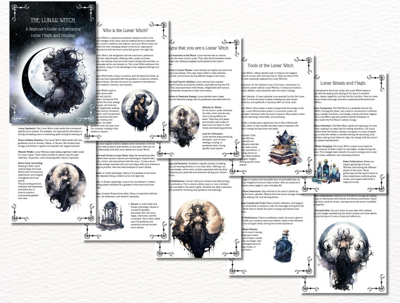 The Lunar Witch PDF Bundle, Types of Witches, Moon Witch, Printable ...