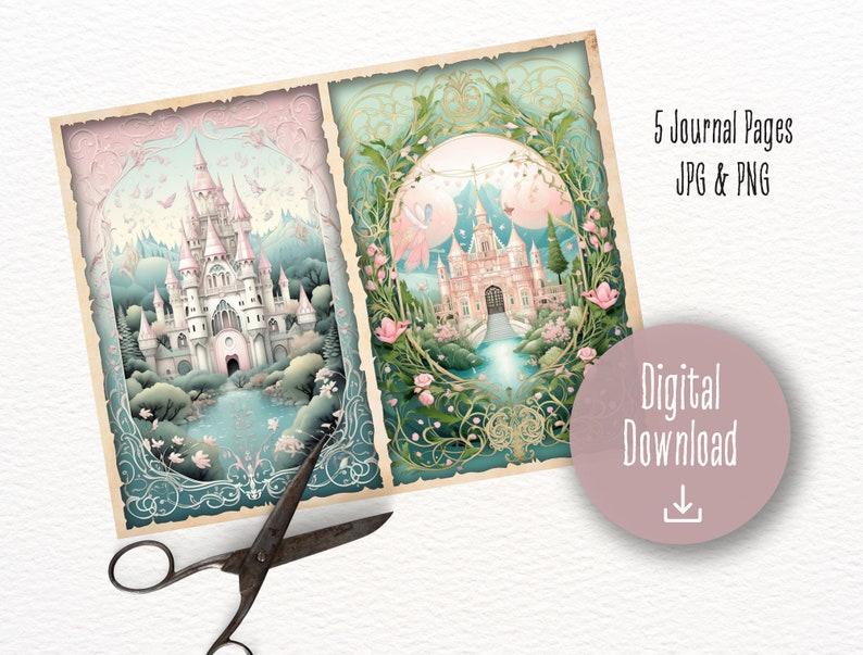 Pastel Fairy Tale Junk Journal Pages, Fantasy Junk Journal Kit ...