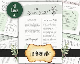 Green Witch PDF Bundle, Grimoire Pages, Herbal Magic, Plant Magick, BOS Pages, Witch Printables, Book of Shadows, Wicca, Witchcraft Download