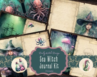 Sea Witch Junk Journal Kit, Mystic Ocean Ephemera (Digital Download)