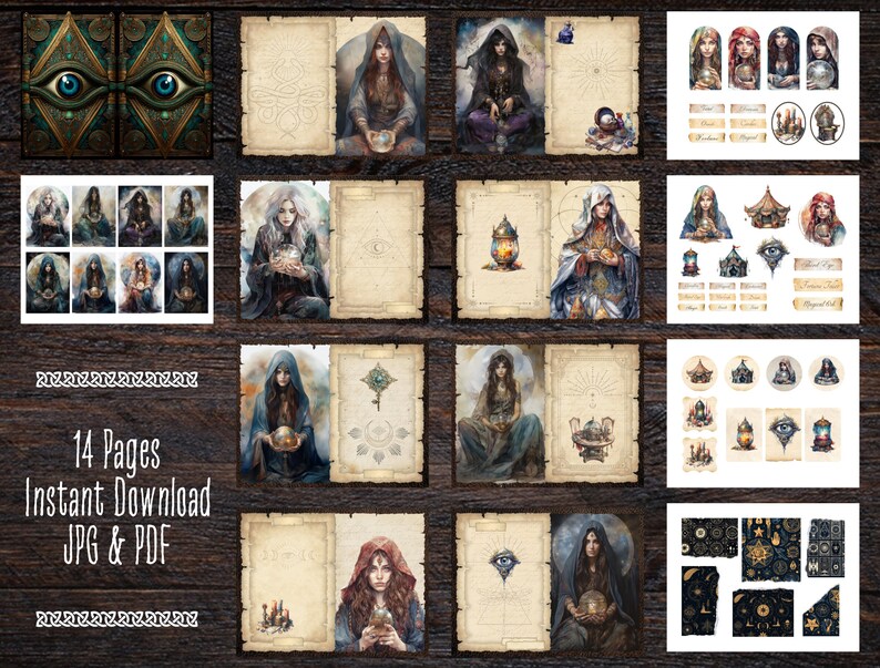 Fortune Teller Junk Journal Kit, Digital Download, Tarot Printable ...