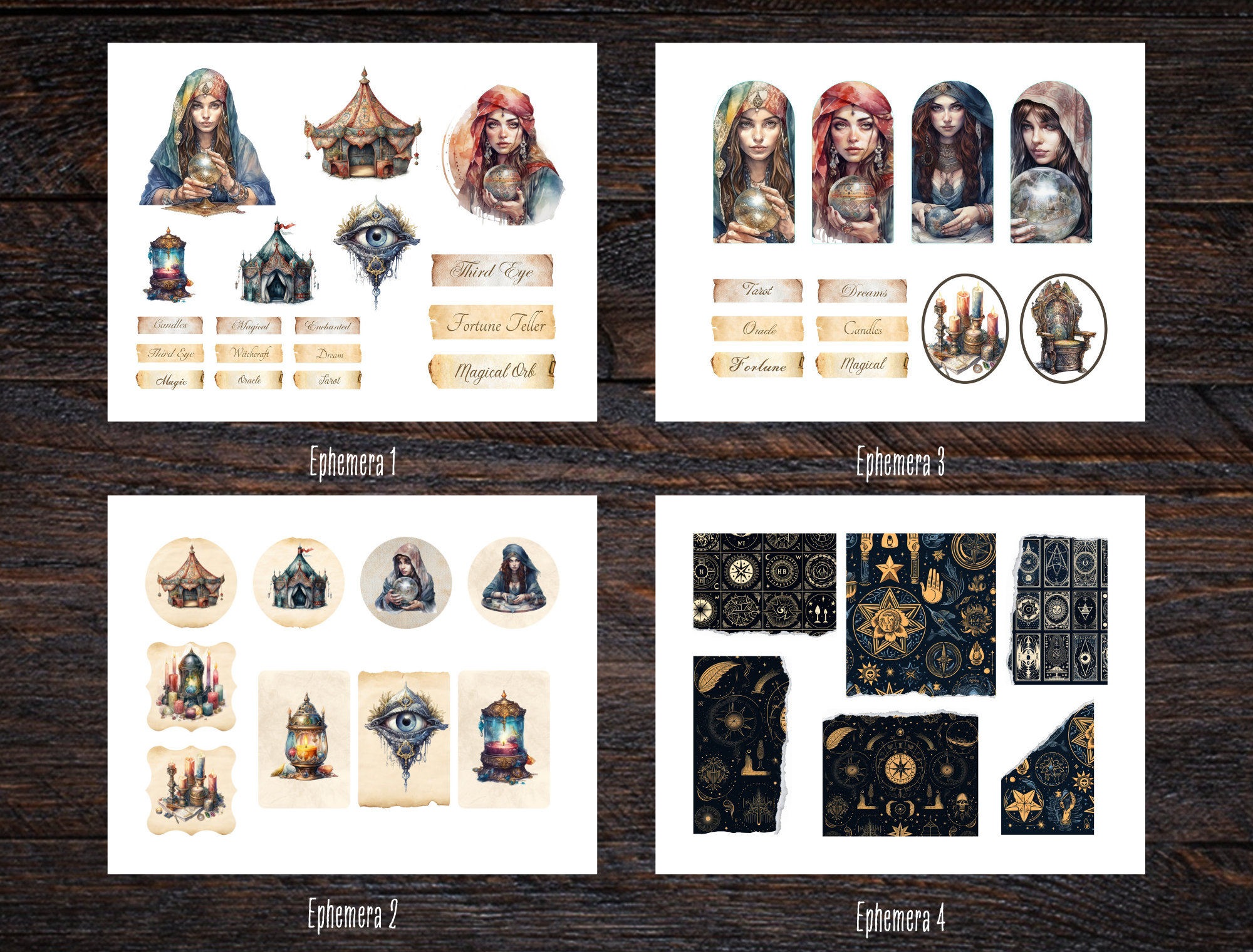 Fortune Teller Junk Journal Kit, Digital Download, Tarot Printable ...