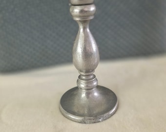 Portavelas de metal plateado estilo vintage de 19 cm (7,5")