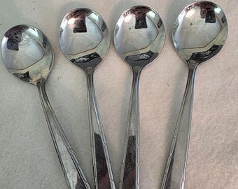 Juego de 4 cucharas soperas ovaladas de acero inoxidable Imperial Lady Duff (IMILAD, cubiertos descatalogados)