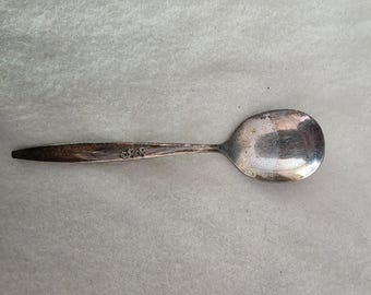 Cuchara para azúcar Oneida Gentle Rose plateada de 15 cm (6 pulgadas) con diseño floral (modelo descatalogado).