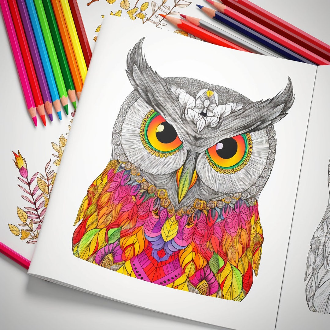 Owl Coloring Book Pages - 21 Owl Pictures to Color - Large Print Owls ...