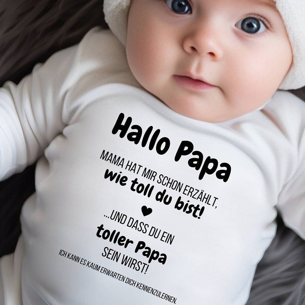 DE - Babybody Hallo Papa, Geschenk für Papa, Geschenk für werdenden Papa, Babybody ich freue mich auf dich Papa, Babybody Newborn