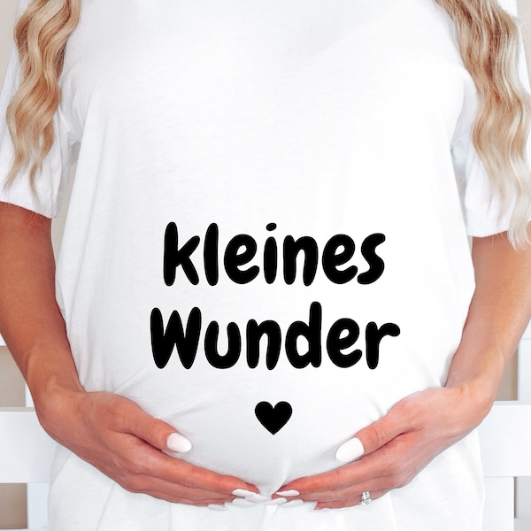 DE -kleines Wunder Babyparty Geschenk für Schwangere Umstandsmode Schwangerschafts Tshirt Shirt für werdende Mütter pregnant