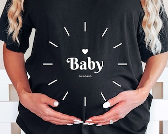 DE -Baby on Board Tshirt für Schwangere Schwangerschaftstshirt Geschenk für werdende Mütter Baby Party Geschenk Schwangerschaft