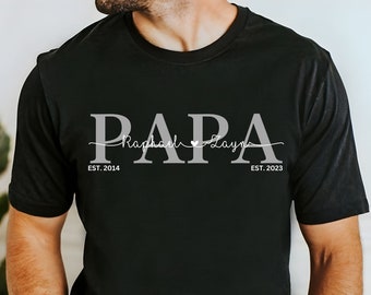 Personalized PAPA T-shirt | DAD T-shirt with year of birth and name | Gift birth, expectant fathers, baby shower, Father's Day, gift dad