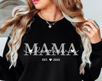 Personalisierter MAMA Hoodie | MOM Sweater mit Kindernamen Geburtsjahr | Geschenk Geburt, werdende Mütter, Babyparty, Muttertag