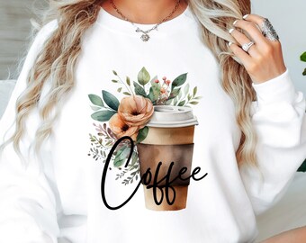 DE - Sweatshirt Kaffee Kaffeeliebhaber Blumensweater Sweater für Mama