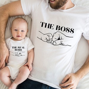 DE - Boss Real Boss father son partner look baby bodysuit printed personalized father son gift Father's Day personalized father son outfit