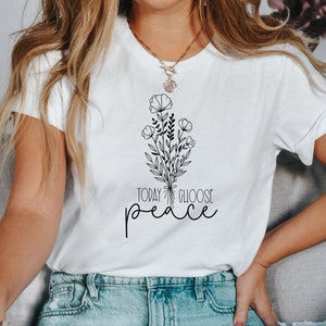 Peace Shirt, Cute Shirt, Flower Shirt, Funny Reading Shirt, Book Shirt, Cute Graphic Tees Trending Now, Read Shirt For Women, Peace