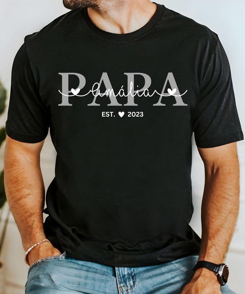 Personalisiertes PAPA Tshirt DAD Tshirt mit Geburtsjahr und Namen Geschenk Geburt, werdende Väter, Babyparty, Vatertag, Geschenk Papa Bild 2