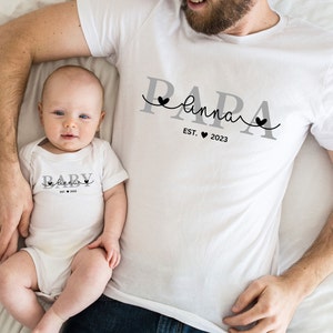 Personalized family outfit with name and year of birth, partner look mom daughter outfit set baby body printed father son outfit image 5