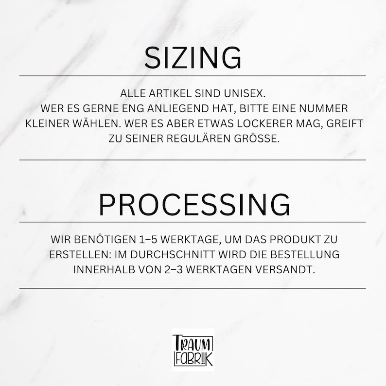 Może przedstawiać: Informacje o rozmiarach i przetwarzaniu odzieży unisex. Wszystkie artykuły są unisex. Jeśli wolisz dopasowane dopasowanie, zam&oacute;w rozmiar mniejszy. Jeśli wolisz luźniejsze dopasowanie, zam&oacute;w sw&oacute;j standardowy rozmiar. Zam&oacute;wienia są przetwarzane w ciągu 1-5 dni roboczych i wysyłane w ciągu 2-3 dni roboczych.