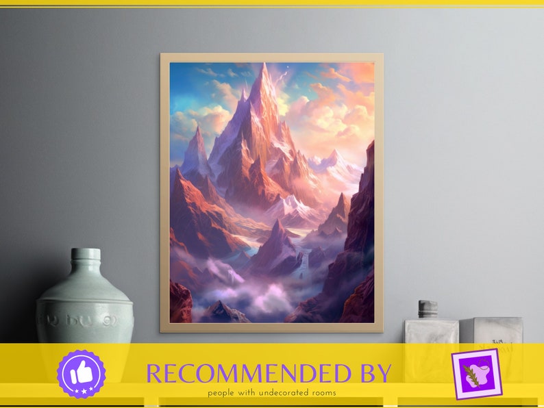 Mountain Range Sunset, Digital Painting Wall Art, Digital Download