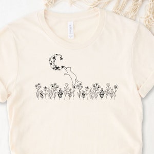 Cat and Flowers T-Shirt: Mystical Cat Mom Shirt