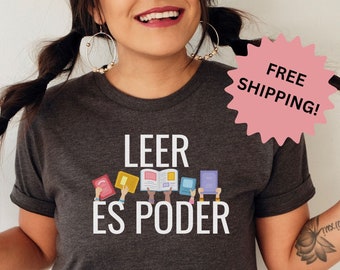 Leer Es Poder T-Shirt: Spanish Teacher, Bilingual Librarian Tee