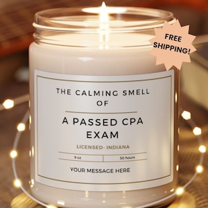 Passed the CPA Exam Candle, Personalized CPA Exam Gift, Certified Public Accountant Candle Gift, Gift For CPA Exam, Gift for New Accountant