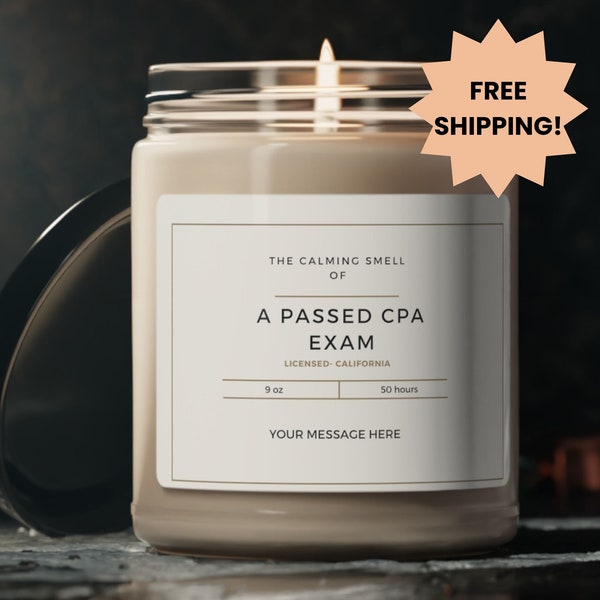 Passed the CPA Exam Candle, Personalized CPA Exam Gift, Certified Public Accountant Candle Gift, Gift For CPA Exam, Gift for New Accountant