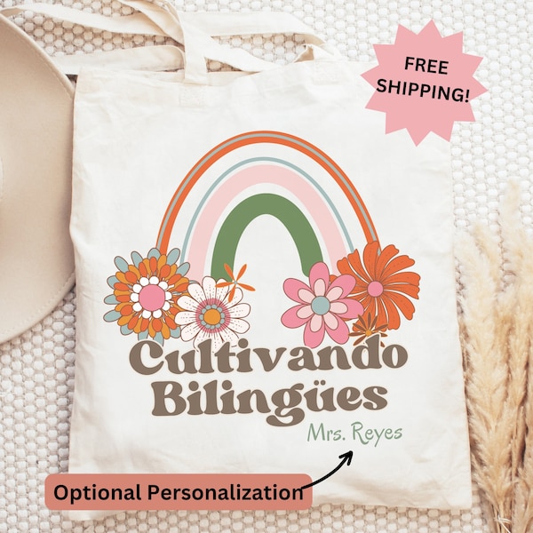 Bilingual Teacher Bag, Personalized Maestra Tote, Custom Back to School Gift, Bilingual Teacher, Latina Teacher Gift, Spanish Teacher Tote