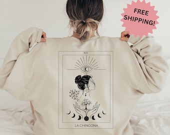 Chingona Tarot Card Sweatshirt: Latina Empowered Design