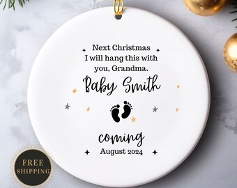 Pregnancy Announcement Christmas Ornament, Grandparent Christmas Ornament, Pregnancy Reveal, Baby Announcement Christmas Ornament, Dad to Be