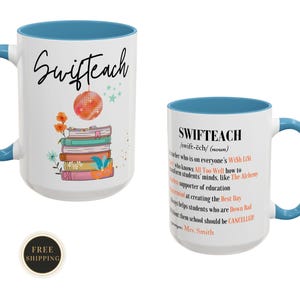 Swifteach Teacher Mug, Floral Music Album Mug, Gift For Teacher, Gift for New Teacher, Teacher Era. Swiftea Mug, Swif Gift, Custom Mug Bild 6