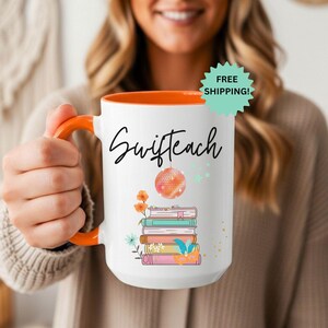Swifteach Teacher Mug, Floral Music Album Mug, Gift For Teacher, Gift for New Teacher, Teacher Era. Swiftea Mug, Swif Gift, Custom Mug Bild 12