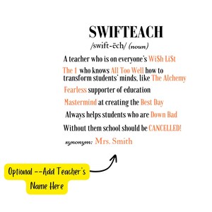 Swifteach Teacher Mug, Floral Music Album Mug, Gift For Teacher, Gift for New Teacher, Teacher Era. Swiftea Mug, Swif Gift, Custom Mug Bild 7