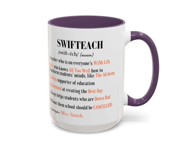 Swifteach Teacher Mug, Floral Music Album Mug, Gift For Teacher, Gift for New Teacher, Teacher Era. Swiftea Mug, Swif Gift, Custom Mug Bild 10