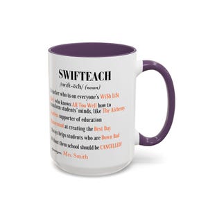 Swifteach Teacher Mug, Floral Music Album Mug, Gift For Teacher, Gift for New Teacher, Teacher Era. Swiftea Mug, Swif Gift, Custom Mug Bild 15