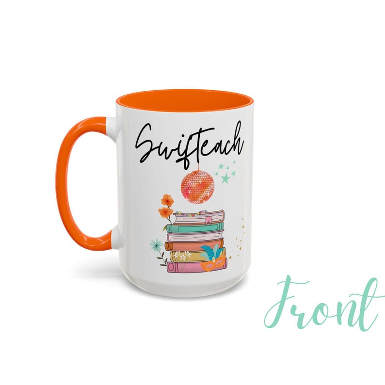 Swifteach Teacher Mug, Floral Music Album Mug, Gift For Teacher, Gift for New Teacher, Teacher Era. Swiftea Mug, Swif Gift, Custom Mug Bild 4