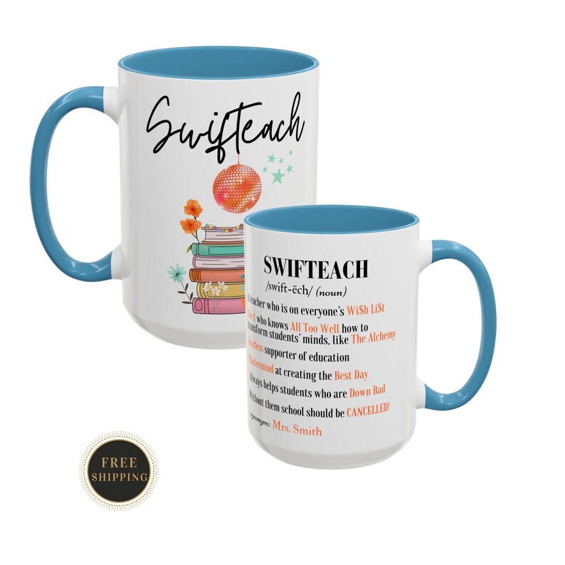 Swifteach Teacher Mug, Floral Music Album Mug, Gift For Teacher, Gift for New Teacher, Teacher Era. Swiftea Mug, Swif Gift, Custom Mug Bild 13