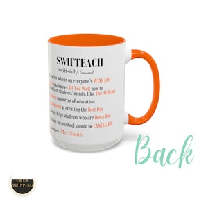 Swifteach Teacher Mug, Floral Music Album Mug, Gift For Teacher, Gift for New Teacher, Teacher Era. Swiftea Mug, Swif Gift, Custom Mug Bild 5
