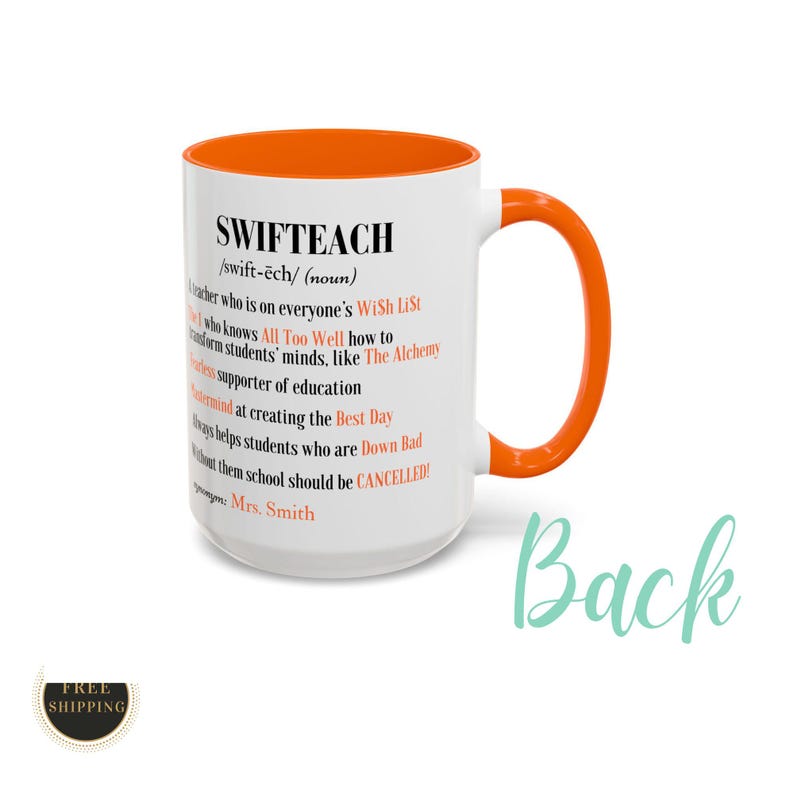 Swifteach Teacher Mug, Floral Music Album Mug, Gift For Teacher, Gift for New Teacher, Teacher Era. Swiftea Mug, Swif Gift, Custom Mug Bild 5