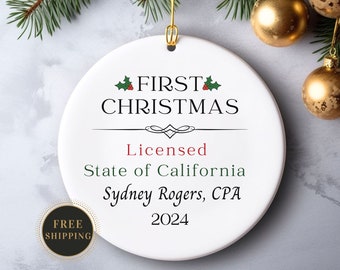 Personalized CPA Christmas Ornament, CPA Exam Pass Congratulations Gift, Christmas Ornament for New Accountant, Gift for Accounting Exam