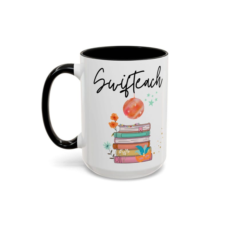Swifteach Teacher Mug, Floral Music Album Mug, Gift For Teacher, Gift for New Teacher, Teacher Era. Swiftea Mug, Swif Gift, Custom Mug Bild 14