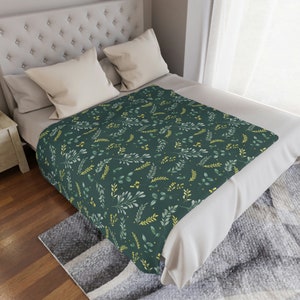 Floral Greenery Minky Blanket, Baby Blanket, Kids/Toddler Blanket, Throw Blanket