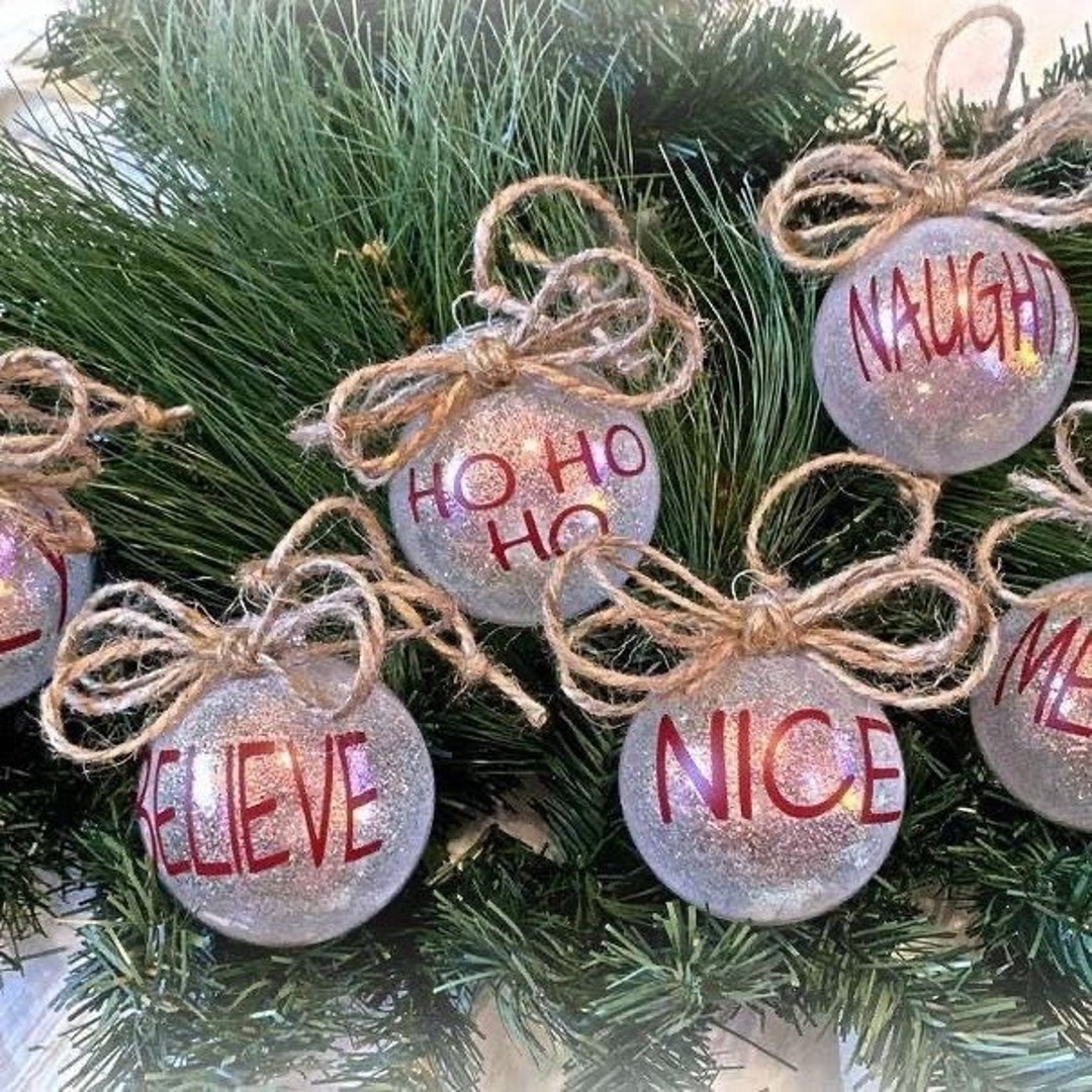 Rae Dunn Inspired Christmas Ornaments, Farmhouse Ornaments, Rustic