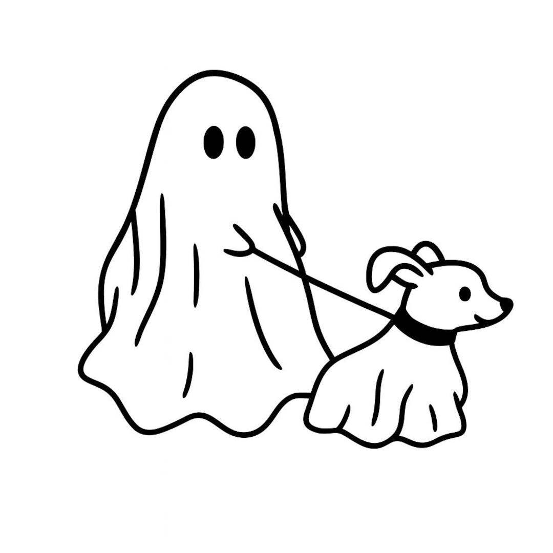 Cute Ghost Walking Dog SVG – Halloween Cricut Cut File for Vinyl ...