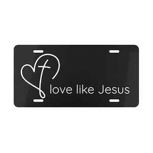 Inspirational Vanity Plate: Love Like Jesus Car Decor Religious Gift Auto Accessories Jesus Plate Cross Heart Car Accessory
