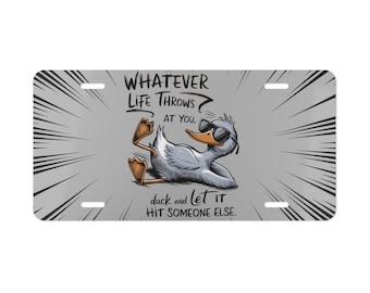 Car Accessory, Funny Animal Quote Cool Duck Vanity Plate, Unique Car Tag, Custom License Plate, Personalized Plate Cover, Auto Decoration