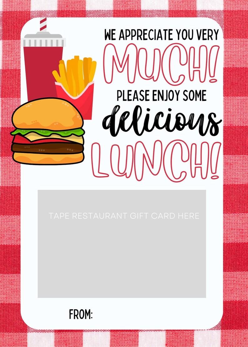 Teacher Appreciation Lunch Restaurant Gift Card Holder Etsy