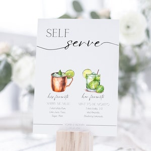 Self Serve Bar Sign | Wedding Watercolor Drink Template