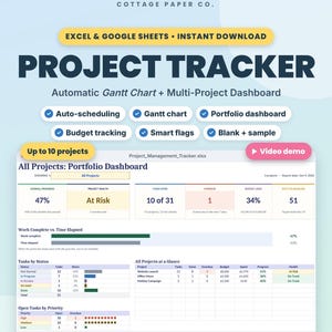 Projektledningsspårare för flera projekt och team, Excel och Google Sheets