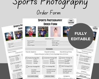 Sports Photography Order Form | Custom Template Digital