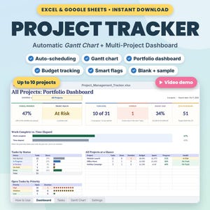 Strumento di monitoraggio per la gestione di progetti multipli con diagramma di Gantt, integrazione con Excel e Fogli Google.